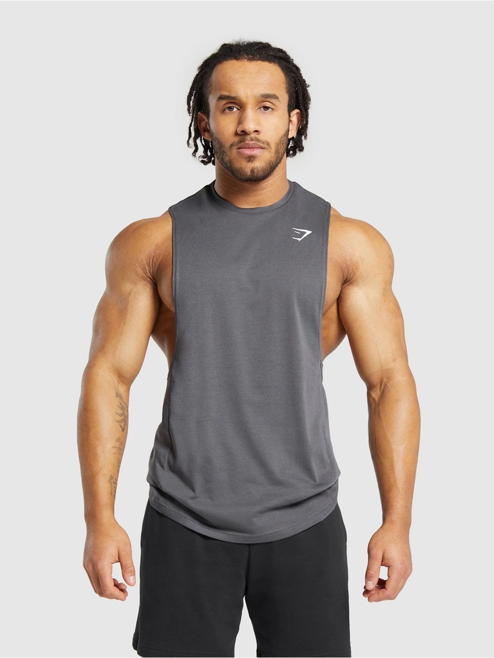 Gymshark Men's React Drop Arm Tank - Charcoal Sleeveless Dark Grey